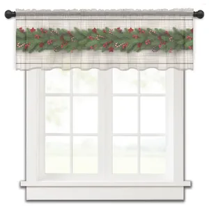 Занавеска «Рождественская елка» с сосновыми иголками, конфетный бант, короткие прозрачные оконные тюлевые шторы для кухни, декора для спальни, маленькие шторы из вуали