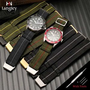 Uhrenarmbänder Militär Fallschirmtasche Elastisches Nylonband Wasserdichtes Band Armee Sport Dropshipping + Werkzeuge 20mm 22mm Y240321