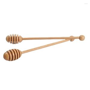 Spoons Wooden Honey Stick Stirring Long Handle Spoon Suitable For Pot Coffee Milk Tea Supplies Kitchen Tools Drop Delivery Home Garden Ote67
