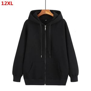 Outono masculino zíper cardigan plus size jaqueta com capuz oversized hoodies moletom masculino 10xl 12xl 240318