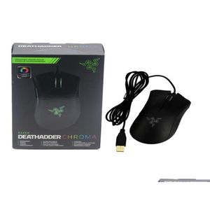 Мышь Razer Deathadder Chroma Usb Проводная оптическая компьютерная игровая мышь с сенсором 10000 точек на дюйм Mouserazer Mouse Gaming With Retail P1489646 Drop Otqsj