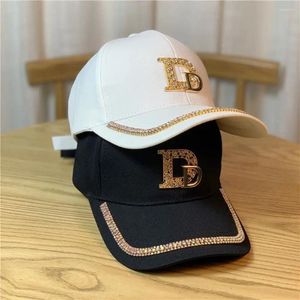 Ball Caps Accessories Cotton Letter M Sunscreen Hat Adjustable Peaked Cap Bling Rhinestones Korean Style Sun Visor Women Baseball