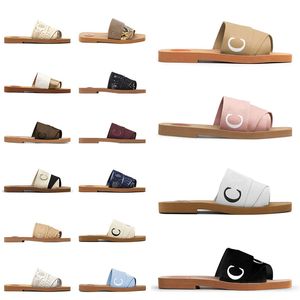 Original kvinnor träy tofflor sandaler cloe muls platt sandaels glider designer canvas vit svart segel vin rött kvinnor mode utomhus strand toffel skor storlek storlek