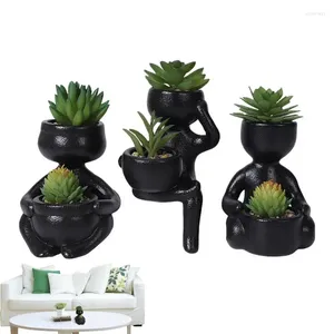 Decorative Flowers Succulents Plants Artificial For Desk 3Pcs Fake Greenery In Ceramic Pot Living Room