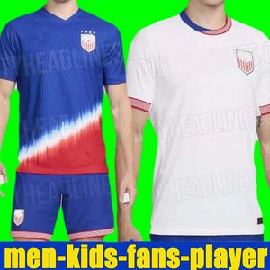 PULISIC Soccer Jerseys 2024 USA Copa America men Kids Kit 24 25 Home Away Football Shirts Men Player Version SMITH MORGAN BALOGUN MUSAH McKENNIE ADAMS size S-4XL