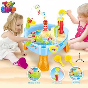 Sand Play Water Fun Water Circulating Fishing Game Board Play Set Sand Water Table Toys Outdoor Beach Sandpit Toys For Activity Girls Boys Gift 240321