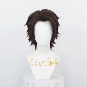 Perucas Aizen Sousuke Cabelo Castanho Curto Sintético Peruca Cosplay Anime Homens Halloween Party Costume Wigs