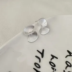 Stud Earrings REAL. Authentic 925 Sterling Silver Twist Wave Ear Piercing Jewelry C-14ES41