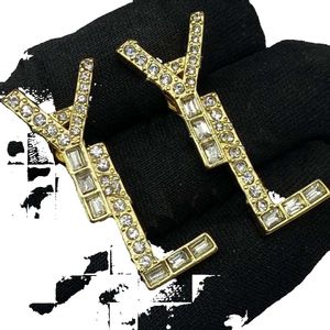 Biżuteria Złoto Plane Crystal Letter Stud Jewlery Designer for Women European Popularne proste kolczyki Prezentacji Wedding Bride Prezent biżreny