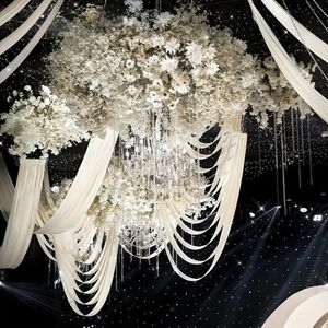 5PCS Wedding Suilinces Centerpieces Dekoracja Fala Kurtyna impreza scena wisząca tkanina biały szampan dostępny