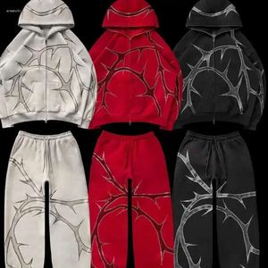 Mężczyzn Bluzy Bluzy Nowy produkt Thorn Tracksuit zip z kapturem Winter Thorn Bluet Hip Hop Punk High Thorn Rhinestone Bluza Designer Mash Mash