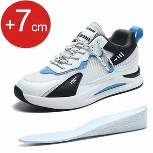 Mens Elevator Shoes Man Heightening Comfortable Height Increasing Insole 7CM Breathable Running Sneakers Sports Men 240318