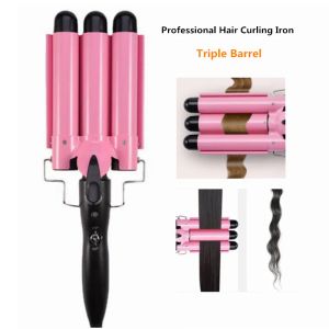 Irons Profesjonalne włosy Curling Iron Ceramictriple Barrel Per Pert Skurs Curler Wand Waver Styling Styling