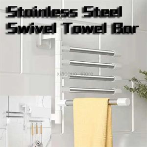 Towel Rings 2-8 Arms Creative Swivel Towel Bar Bathroom Towel Rack Rotatable Towel Holder Wall-Mounted Bathroom Storage Rack Kitchen Shelf 240321
