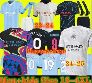 Rozmiar 16-4xl 23 24 Haaland piłka nożna Grealish Sterling Mans Cities MAHREZ Fani de Bruyne Foden 2023 2024 Tops Football Tops Sets Kit Kit Kit Sets