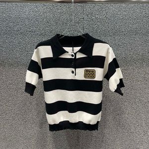 Striped Women Polo Tops Luksusowy projektant kontrastowy Bluzka Krótkie rękawa swobodny codzienny letni dzianina SH 445