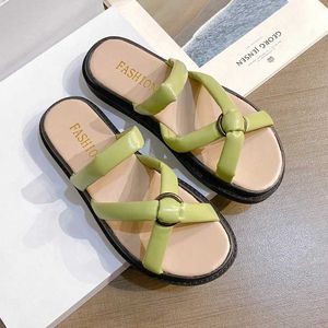 Slippers 2024 Summer New Women Fashion Luxury Womens Shoes Open Toed Beach Thick Sole Casual Flip Flops Zapatos De jer H240322