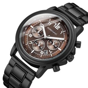 Lyxvarumärke Mens Wood Quartz Wrist Watch Men Sport Waterproof Watch Man Chronograph Träklockor264i