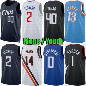 Anpassad herr Youth Kawhi 2 Paul George Leonard Clipper Basketball Jersey James Harden Russell Westbrook Terance Mann Ivica Zubac Norman Powell City Nah'Shon Hyland