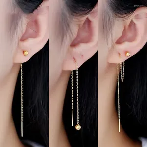 Dangle Earrings 2024韓国kpopロングワイヤーラインスレッドチェーンストレートハンギングタッセルダブルホールは珍しいものです