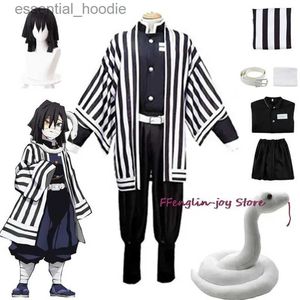 Cosplay Anime Kostüme Iguro Obanai Kimono Uniform Anime Perücke Rollenspiel Halloween Party Weiße Schlange PropC24321