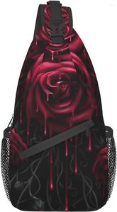 Rucksack Blood Red Rose Männer Frauen Sling Bag Wasserdichte Brust mit verstellbarem Riemen Leicht Halloween