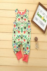 2020 Romper kolsuz bebek erkek kızlar sevimli pamuk moda avokado bitki baskı tulum yaz 012 ay9732201