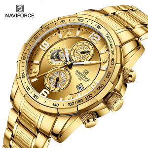 Naviforce Gold Watches Multifunction Luminou Quartz Male Temperament Men Design Relogio Masculino Pilot Watch