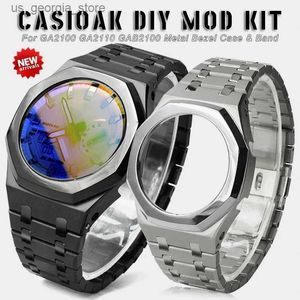 Titta på band Gen4 Luxury Metal Case Band Mod Kit för Casioak Modifiering GA 2/2110 Sport Rubber Strap Steel Mirror Polishing Case Y240321