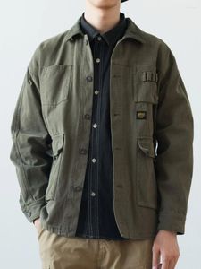 Erkek Ceketler Vintage Ordu Yeşil Kargo Denim Ceket Erkek Kadınlar Bahar Sonbahar Giyim Harajuku Ceket Kore Moda Askeri Günlük İş Giysileri