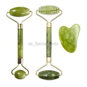 Ansiktsmassager ansiktsmassage roller Guasha Board dubbelhuvud Jade ansikte Lyftande hudavslappning Viktförlust Skönhet Neck Slimming 240321