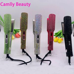 Ferros profissional alisador de cabelo ferro plano com strass 2 polegadas placa de titânio display digital aquecimento rápido plancha de cabello