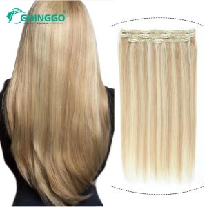 Extensions Clip In Hair Extensions Remy Straight Hair Clips In Human Hair Highlight Blonde Double Weft Hair Pieces For Woman 3Pcs/Set