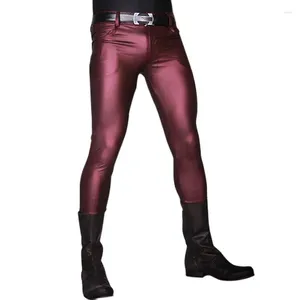 Men's Pants Skinny Jeans Style Fashion Casual PU Faux Leather Pencil Tight Trousers Ultra-Thin Material Matte Leggings