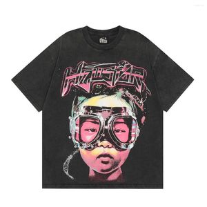 メンズTシャツ2024 Y2K TシャツヒップホッププリントパターンTシャツ通気性パンクレトロラウンドネックトップ大きなロゴ