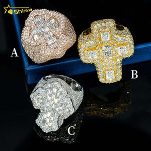 Projektant biżuterii gorąca sprzedaż S925 Nowe przybysze lodowe mrożone Hip Hop Gra 925 Srebrny VVS Moissanite Bagieette Diamond Pierścień dla mężczyzn