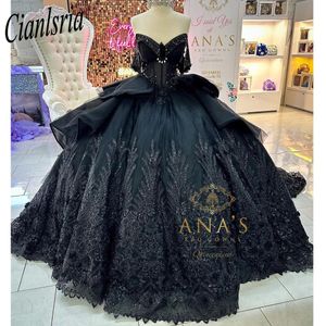 Vintage czarne aplikacje zielone kwiaty 3D sukienki quinceanera sukienki balowe gorset sukienka księżniczka vestidos de quinceanera aqua