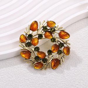 Broschen Vintage Classic Damen Herren Beeren Persimmon Gelee Pins Zubehör Retro Unisex Casual Pflanze Emaille Metall Abzeichen Geschenk