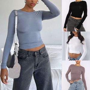 Women's New Solid Base Round Neck Spicy Girl Spring and Autumn Slim Fit Long Sleeve Top T-shirt Female