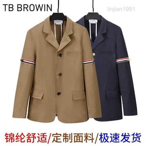 Herrjackor browin tb ny ull kostym röd vit blå randig band split lapel casual coat