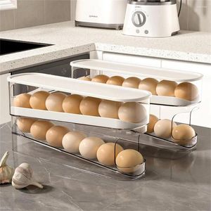 Kitchen Storage Egg Box Automatic Scrolling Holder Household Large Capacity Roll Rack Dispenser For