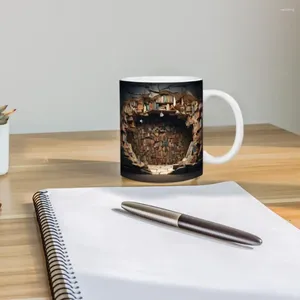 Kupalar İçme fincanı Kitaplık Seramik Kahve Kupa Kitap Aşıkları İçin Kupa Desenle Benzersiz Kütüphane Rafı Desen Komik Latte Çay
