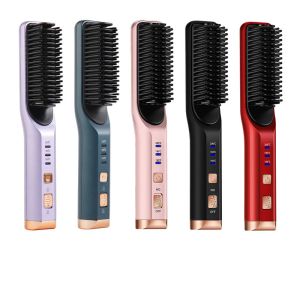Irons Wireless Curler Hair Strainener Hair Comb Brush USB RECHARGEABLE ANTI STATISK Snabbt uppvärmd hårrätning av stylingverktyg
