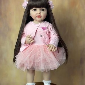 BZDOLL 55CM 22 pollici può stare in piedi Reborn Baby Lifelike Girl Doll corpo in silicone morbido pieno principessa bambino Bebe regalo di compleanno y240304