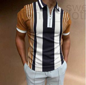 Men's Polos designer Designer Summer Polo Shirt Casual Streetwear Stripe Print Shirts Tops Brand Short Sleeve Zipper Tee Men Clothes L15X NT4M