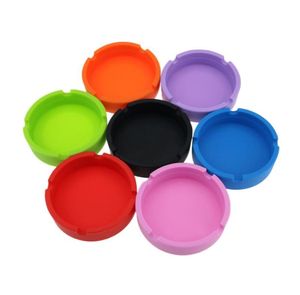 DHL Silicone Ashtrays Pure Colors Luminous Camouflage OEM Custom Logo FoodGrade Rubber Dry Herb Tobacco Ash Holder Circle Round H7555503