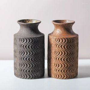 Vases Creative Antique Vase Archaized Style Ceramic Jardiniere Simple Home Decor Flower Receptacle Iron Stained Simulation Accessory