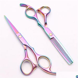 Tesoura de cabelo C1005 6 Personalizar Mticolor Cabeleireiro Preço de fábrica Corte Tesouras de desbaste Profissional Humano Drop Delivery Produtos Ot1Up