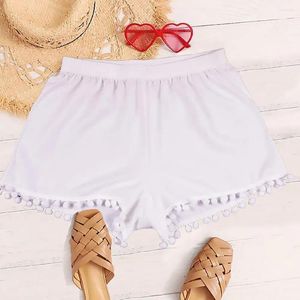 Women's Shorts Casual Style Women Translucent Stylish Beach With Plush Ball Decor High Elastic For Summer