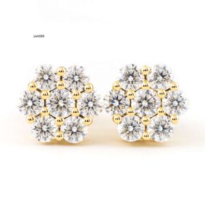 Designer smycken Hot Selling Hip Hop S925 VVS Moissanite Fine Jewelry Hip Hop 10K Solid Gold Stud 8mm Lab Grown Diamond Earring Studs